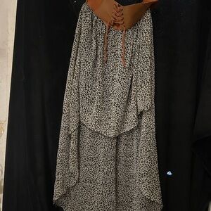 Chic Leopard High-Low Skirt with Tan Waistband